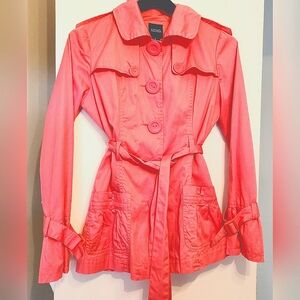 XOXO pink trench coat lined Size M rain jacket